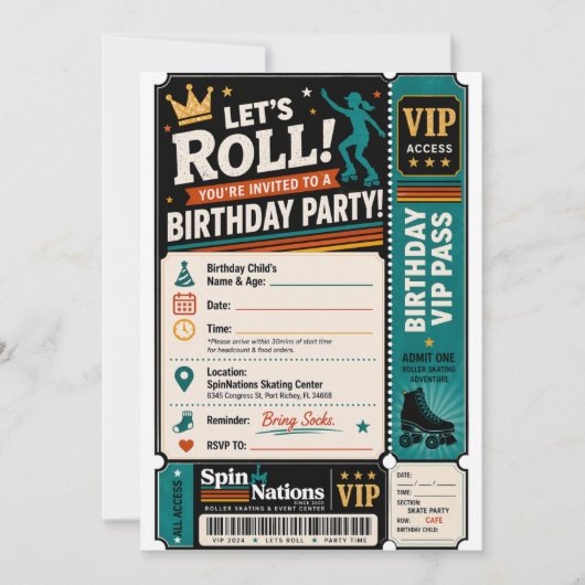 SpinNationsのVIPバースデー招待状 招待状 (正面)