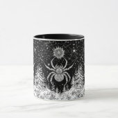 Spinne mit Mandala Netz magischer Sternenhimmel マグカップ (中央)