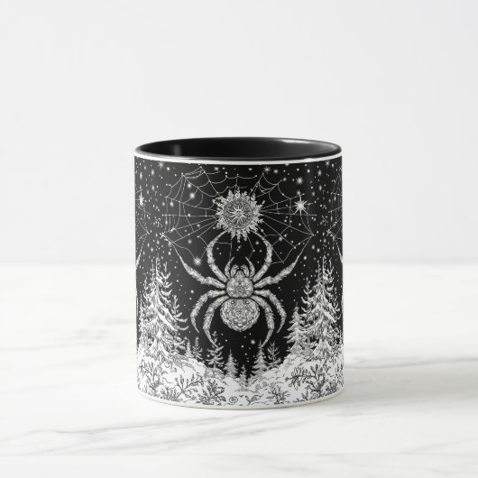 Spinne mit Mandala Netz magischer Sternenhimmel マグカップ (中央)