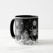 Spinne mit Mandala Netz magischer Sternenhimmel マグカップ (正面左)