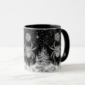 Spinne mit Mandala Netz magischer Sternenhimmel マグカップ (正面右)