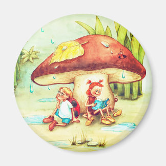 Spinne Sonja und Marienkäfer Kai unter einem Pilz マグネット