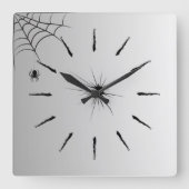 Spinnenweben Wanduhr Elegantes Weiß Schwarz Design スクエア壁時計 (正面)
