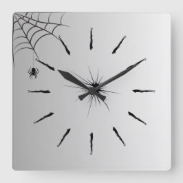 Spinnenweben Wanduhr Elegantes Weiß Schwarz Design スクエア壁時計