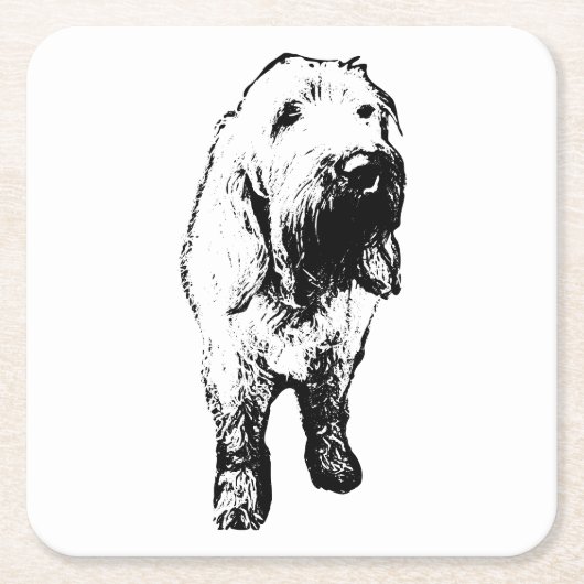 Spinone Dog Coaster – Wiry Standing Design スクエアペーパーコースター (正面)