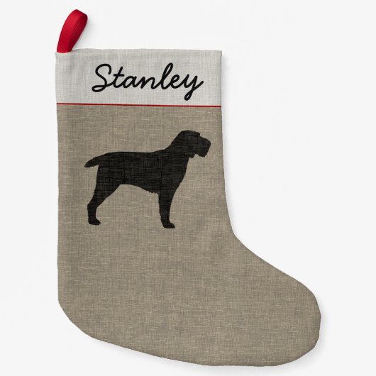 Spinone Italianoのシルエット犬の品種休日のクリスマス スモールクリスマスストッキング (正面)