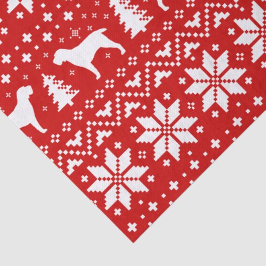 Spinone Italianoはクリスマスパターン赤のシルエットを描きます 薄葉紙 (詳細)