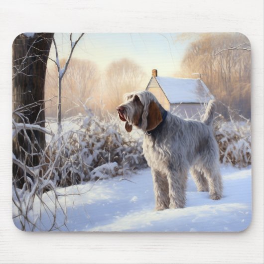 Spinone Italiano Let It Snow クリスマス マウスパッド (正面)