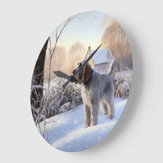Spinone Italiano Let It Snow クリスマス ラージ壁時計 (傾斜)