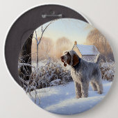 Spinone Italiano Let It Snow クリスマス 缶バッジ (正面&裏面)