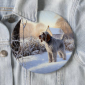 Spinone Italiano Let It Snow クリスマス 缶バッジ (インサイチュ)