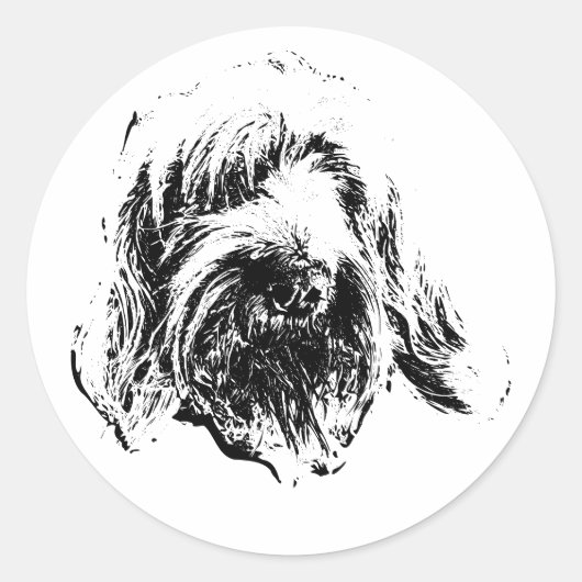 Spinone Italiano Sticker – Minimalist Dog Face ラウンドシール (正面)
