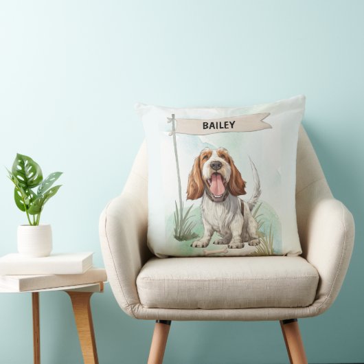 Spinone Italiano Watercolor Personalized Dog クッション (椅子)