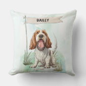 Spinone Italiano Watercolor Personalized Dog クッション (正面)