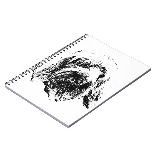 Spinone Notebook – Dog Head Portrait in Ink ノートブック (左側)