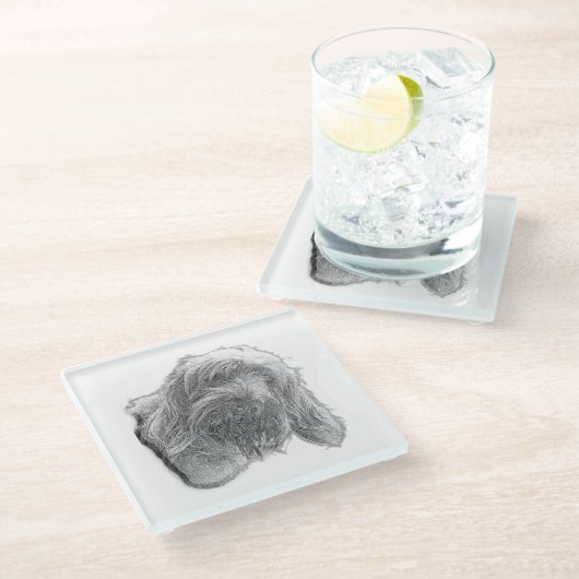 Spinone Stillness – Artisan Coaster ガラスコースター (アングル)