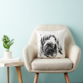 Spinone Throw Pillow – Black Ink Dog Headshot クッション (椅子)