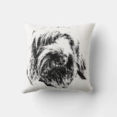 Spinone Throw Pillow – Black Ink Dog Headshot クッション (裏面)