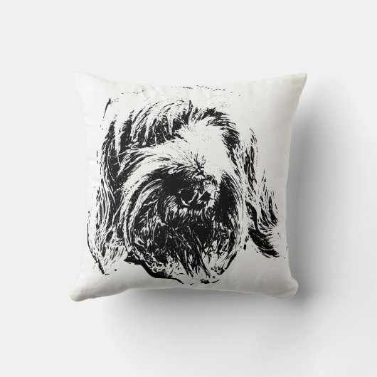 Spinone Throw Pillow – Black Ink Dog Headshot クッション (裏面)