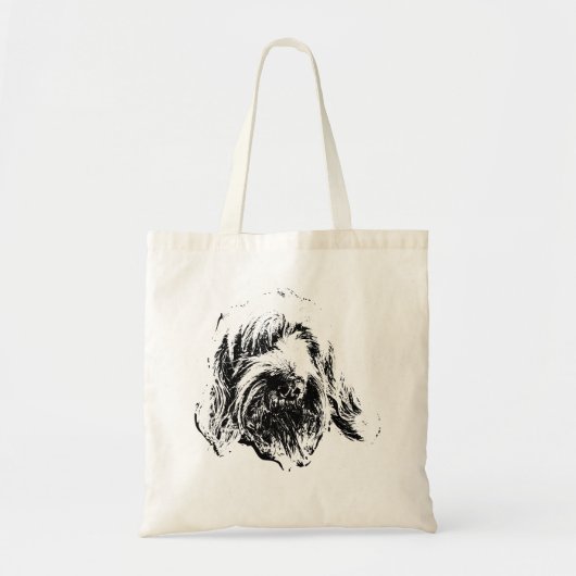 Spinone Tote Bag – Minimalist Dog Head Sketch トートバッグ (正面)