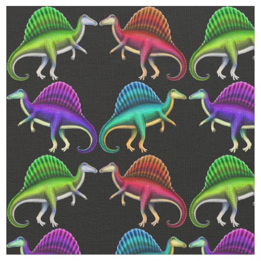 Spinosaurusの恐竜のPaleoのカラフルな生地 ファブリック (クローズアップ)