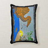 Spinosaurus Beach Throw Pillow Black Pillow アクセントクッション (正面(垂直))