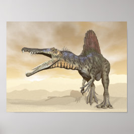 Spinosaurus dinosaur in the desert - 3D render ポスター