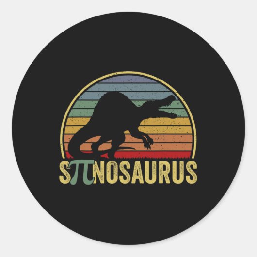Spinosaurus - Dinosaur Pi Day Funny Math Pun  ラウンドシール (正面)