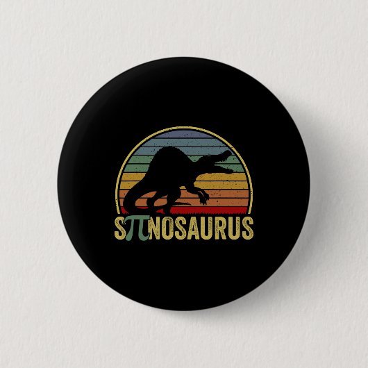 Spinosaurus - Dinosaur Pi Day Funny Math Pun  缶バッジ (正面)