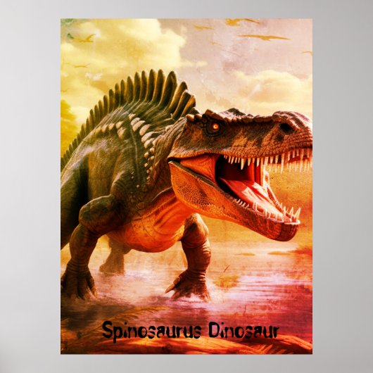 Spinosaurus Dinosaur Vivid Bedroom Wall ポスター (正面)