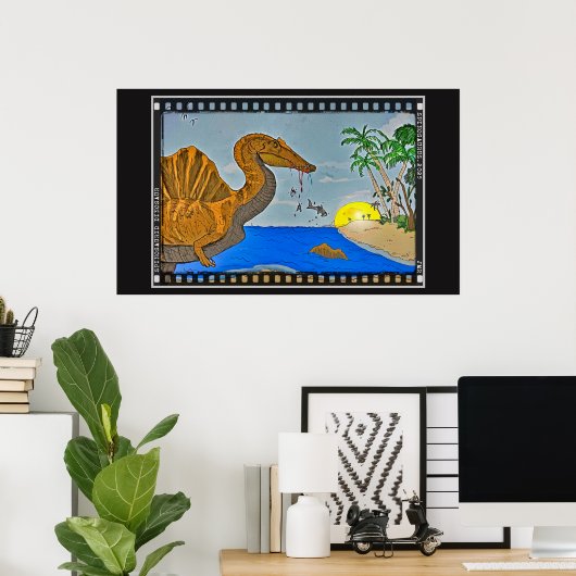 Spinosaurus Film Reel Dinosaur Archival Poster ポスター (ホームオフィス)