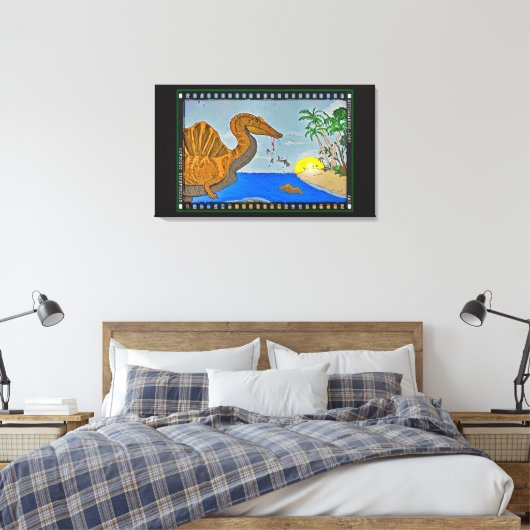 Spinosaurus Film Reel Dinosaur Canvas Print キャンバスプリント (インサイチュ (寝室))