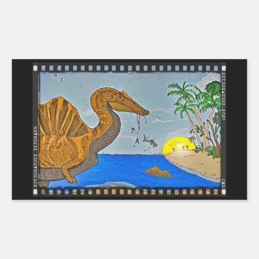 Spinosaurus Film Reel Dinosaur Sticker 長方形シール (正面)