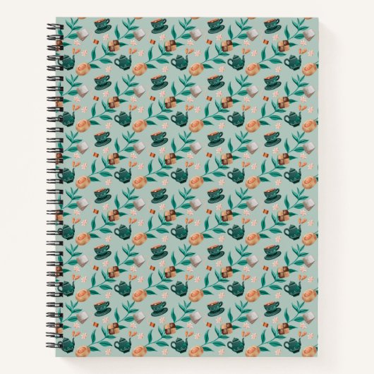 Spiral-bound notebook with a floral pattern ノートブック (正面)