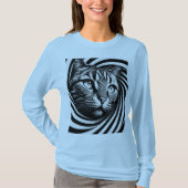 Spiral Cat Face T-Shirt – Hypnotic Optical Illusio Tシャツ (正面)