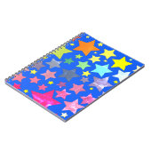 Spiral Fotonotizbuch blau mit bunten Sternen ノートブック (左側)