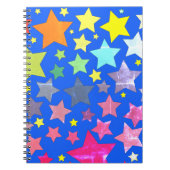 Spiral Fotonotizbuch blau mit bunten Sternen ノートブック (正面)