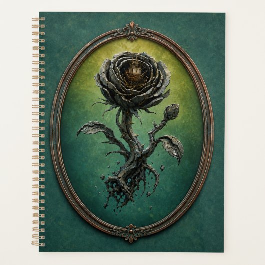 Spiral Hardcover Planner with a surreal rose プランナー手帳 (正面)