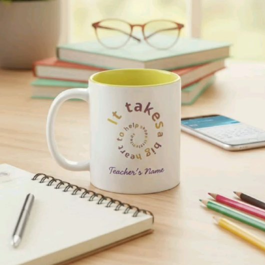 Spiral Heart Teacher Coffee Mug - Personalizable ツートーンマグカップ
