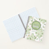 Spiral Notebook Aesthetic Sage Green Floral Spiral ノートブック (内部)