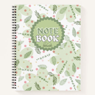 Spiral Notebook Aesthetic Sage Green Floral Spiral ノートブック