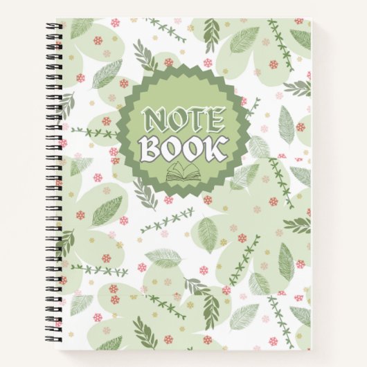 Spiral Notebook Aesthetic Sage Green Floral Spiral ノートブック (正面)