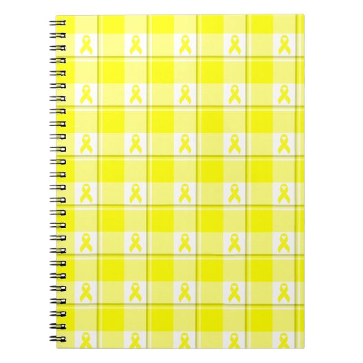 Spiral Notebook Bladder Cancer Plaid, Yellow ノートブック (正面)