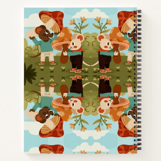 Spiral notebook cover showing a whimsical ノートブック (裏面)