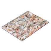 Spiral notebook featuring mixed media artwork. ノートブック (左側)