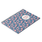 Spiral Notebook Monogram Pretty Pink Flowers ノートブック (左側)