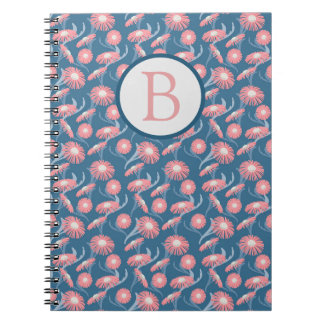 Spiral Notebook Monogram Pretty Pink Flowers ノートブック
