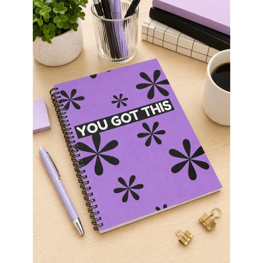 Spiral Notebook Purple & Black Quote Design ノートブック