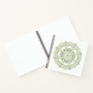 Spiral Notebook w/ Green Mandala Design ノートブック