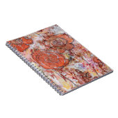 Spiral Notebook with mixed media orange flowers ノートブック (右側)